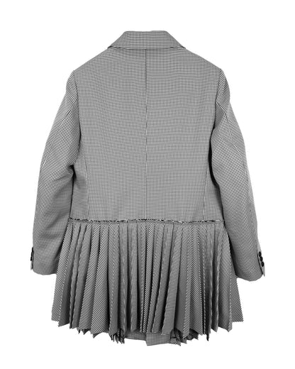 COMME DES GARÇONS COMME DES GARÇONS HOUNDSTOOTH PLEATED HEM TAILORED JACKET