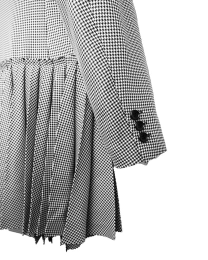 COMME DES GARÇONS COMME DES GARÇONS HOUNDSTOOTH PLEATED HEM TAILORED JACKET