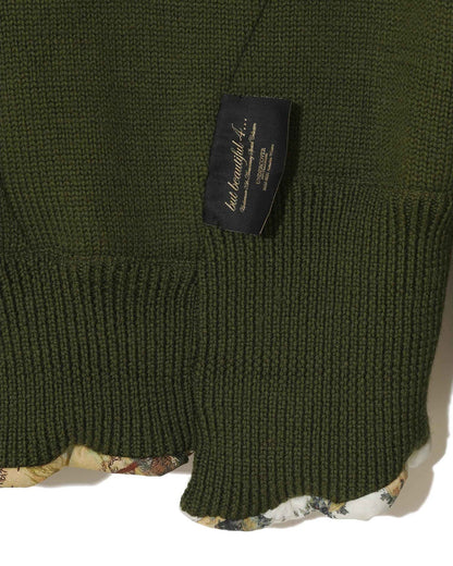 ASYMMETRIC FLORAL-LINED CARDIGAN