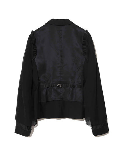 UNDERCOVER SATIN PANEL HYBRID BLAZER JACKET_BLACK UP1F1101