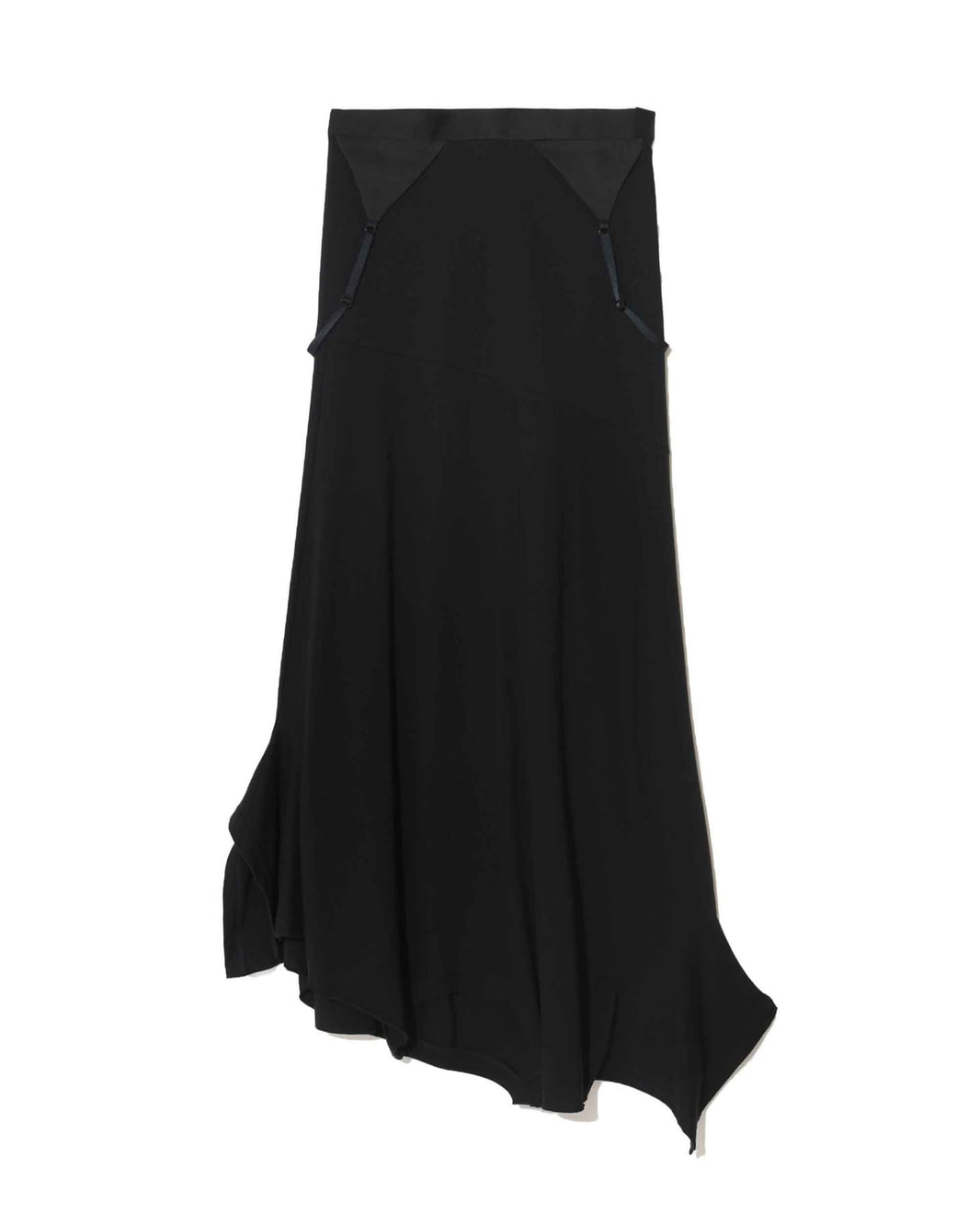 UNDERCOVER GARTER-DETAIL ASYMMETRIC MIDI SKIRT_BLACK UP1F1601