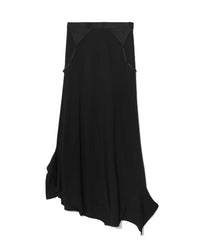 UNDERCOVER GARTER-DETAIL ASYMMETRIC MIDI SKIRT_BLACK UP1F1601