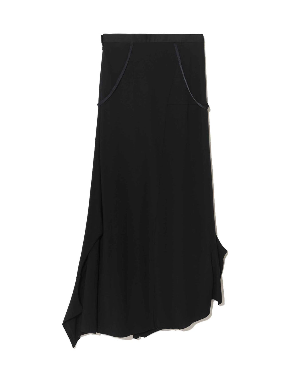 UNDERCOVER GARTER-DETAIL ASYMMETRIC MIDI SKIRT_BLACK UP1F1601
