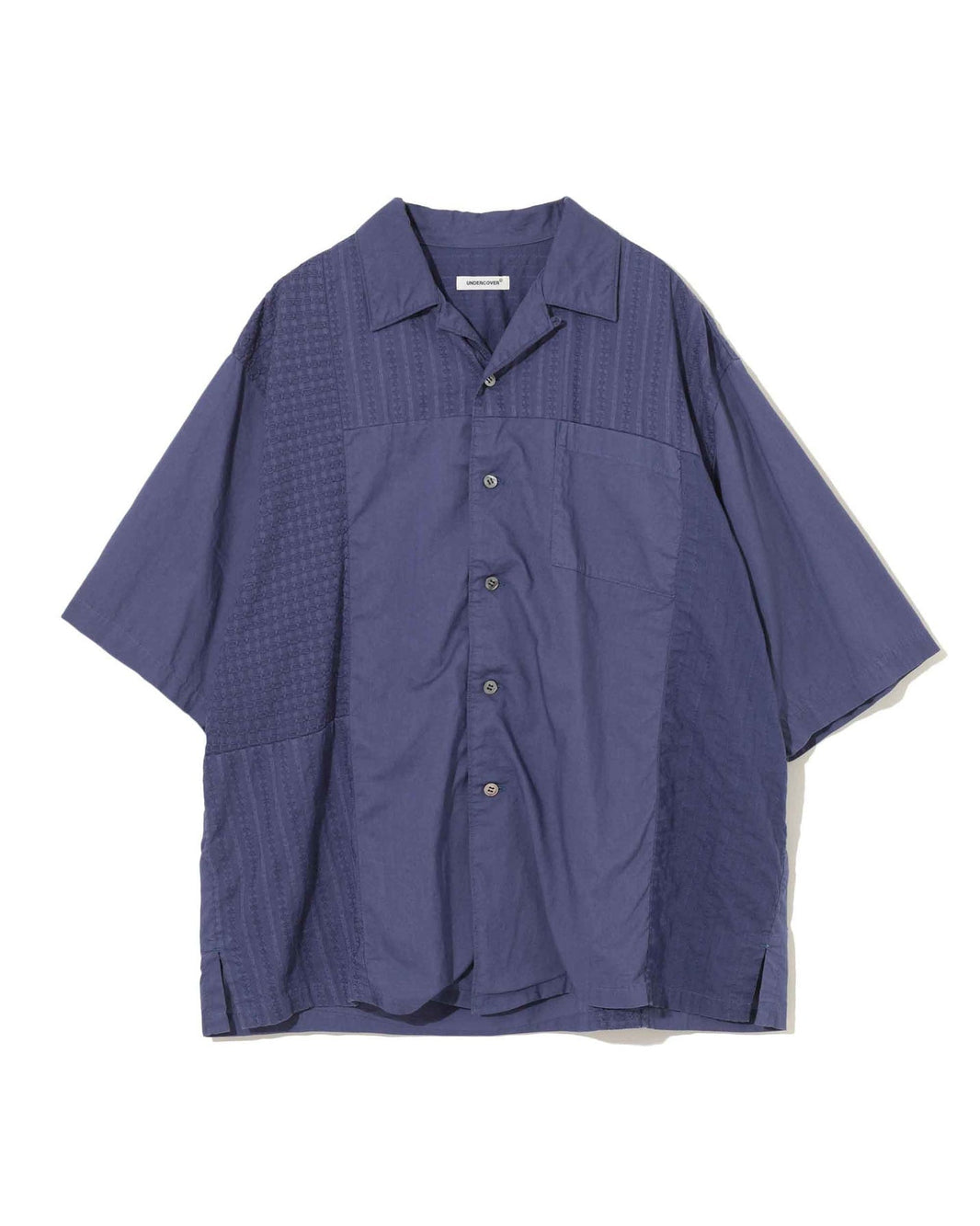 UNDERCOVER PATCHWORK SHORT SLEEVE SHIRT_NAVY BLUE UP1F4408