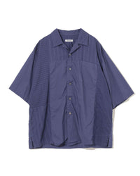 UNDERCOVER PATCHWORK SHORT SLEEVE SHIRT_NAVY BLUE UP1F4408