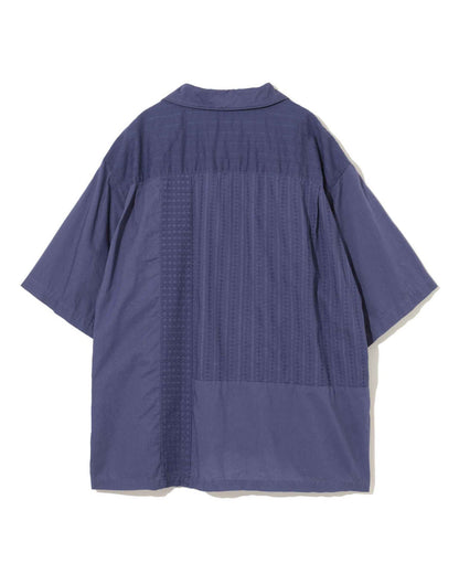 UNDERCOVER PATCHWORK SHORT SLEEVE SHIRT_NAVY BLUE UP1F4408